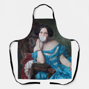Bubble gum Diva in blue satin Apron