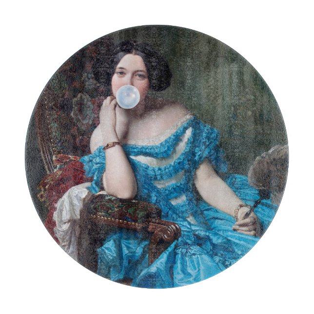 Bubble gum Diva in blue satin  Cutting Board (Front)