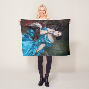 Bubble gum Diva in blue satin Fleece Blanket