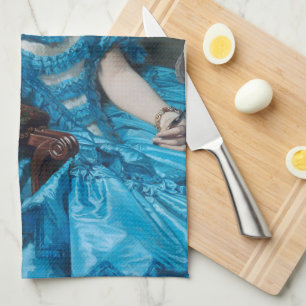 Bubble gum Diva in blue satin Kitchen Towel