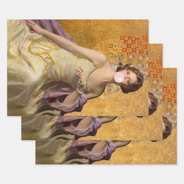 Bubble gum Diva in gold Wrapping Paper Sheet (Set)