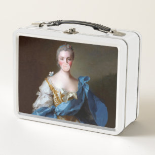 Bubble gum Diva with Blue Butterfly Metal Lunch Box