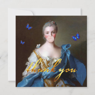Bubble gum Diva with Blue Butterfly Thank You Card