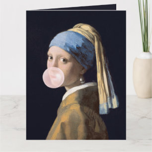 Bubble Gum Diva with Pearl Earring Card