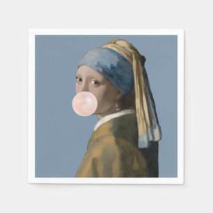 Bubble Gum Diva with Pearl Earring Napkin