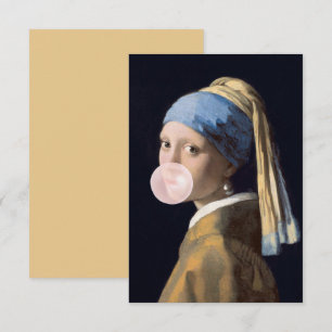 Bubble Gum Diva with Pearl Earring Thank You Card