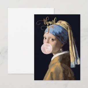 Bubble Gum Diva with Pearl Earring Thank You Card