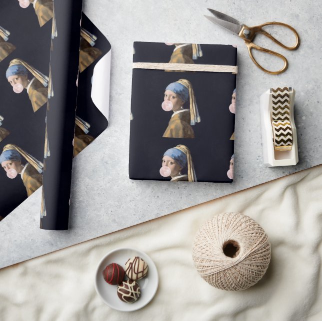 Bubble Gum Diva with Pearl Earring Wrapping Paper (Crafts)