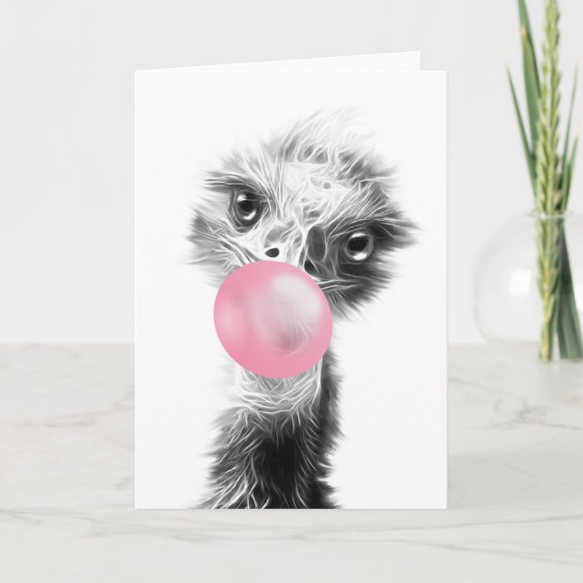 Bubble gum emu. Funny Emu Bird bubble gum Thank You Card (Front)