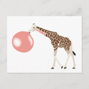 Bubble Gum Giraffe Blowing Bubble Postcard