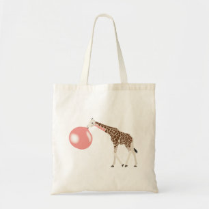 Bubble Gum Giraffe Blowing Bubble Tote Bag