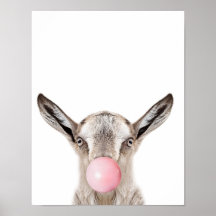 Bubble Gum Goat Wall Print