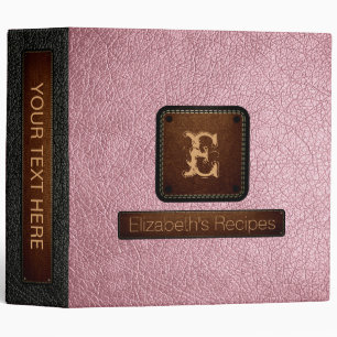 Bubble Gum Leather Elegant Monogram Binder