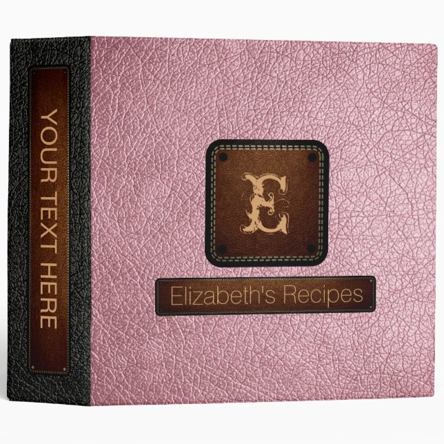 Bubble Gum Leather Elegant Monogram Binder (Front/Spine)