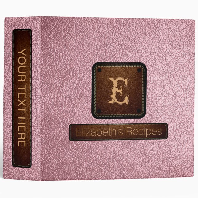 Bubble Gum Leather Elegant Monogram Binder (Front/Spine)