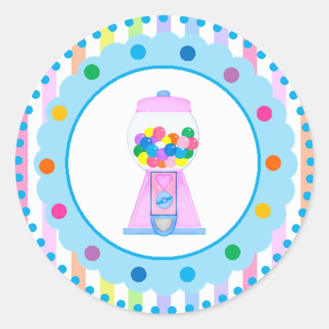 Bubble Gum Party by Bella Bella Studios Classic Round Sticker (Front)