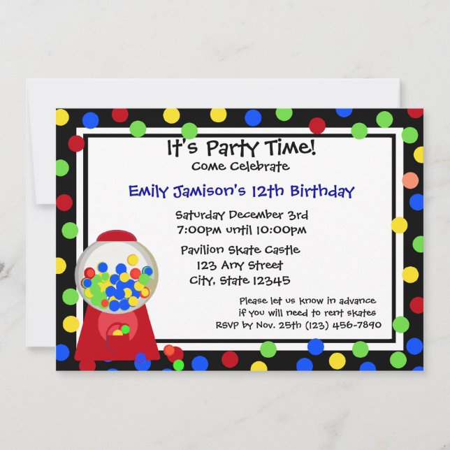 Bubble Gum Party Invitation (Front)