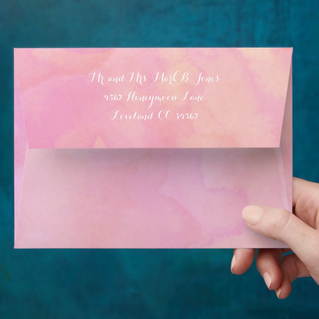 Bubble Gum Pink Abstract Watercolor Pattern Envelope (Hand)