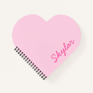 Bubble Gum Pink Hot Pink Custom Cursive Name Heart Notebook