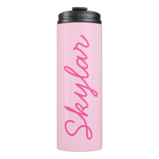 Bubble Gum Pink Hot Pink Custom Cursive Name Thermal Tumbler