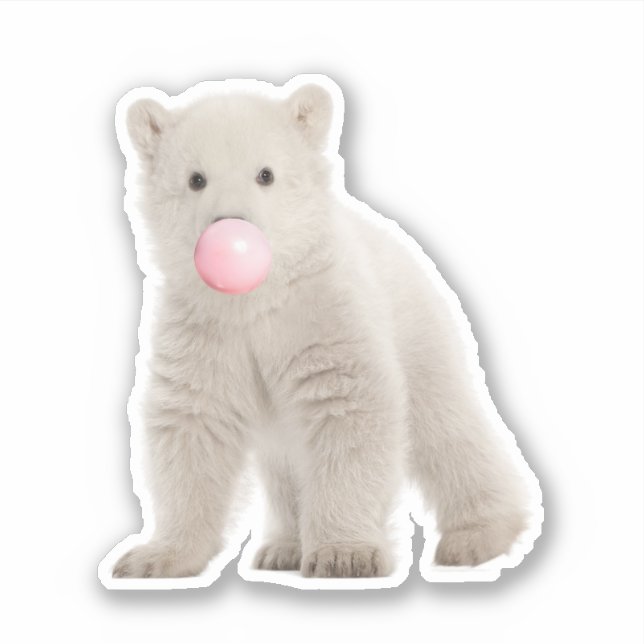Bubble Gum Polar Bear Vinyl Sticker (Front)