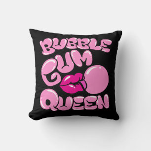 Bubble Gum Queen Throw Pillow