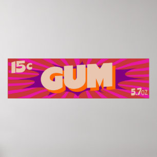 Bubble gum vintage poster retro fun