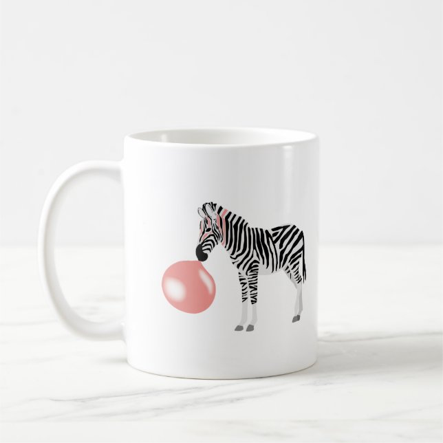 Bubble Gum Zebra Blowing Bubble Coffee Mug (Left)
