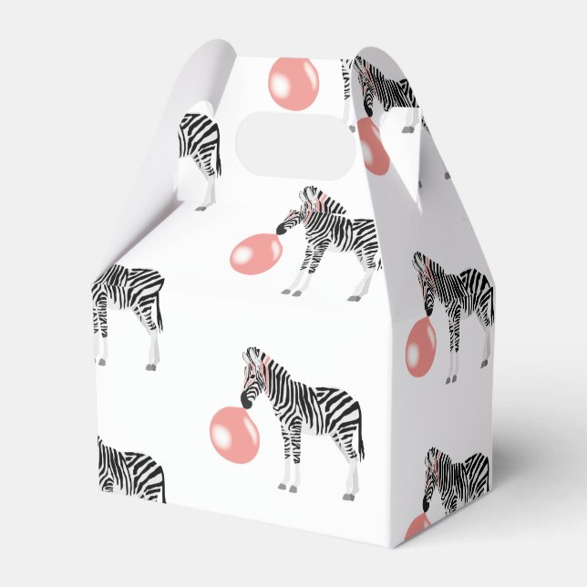Bubble Gum Zebra Blowing Bubble Favor Box (Front Side)