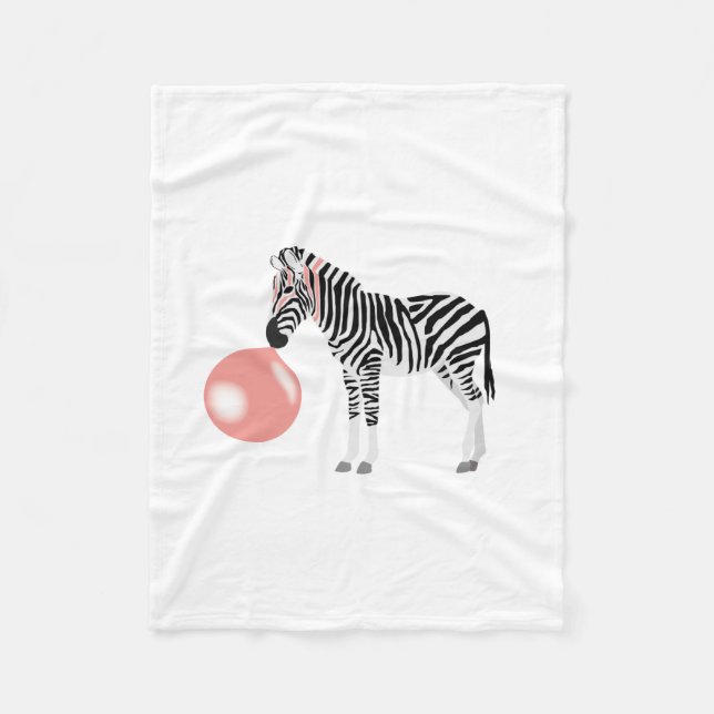 Bubble Gum Zebra Blowing Bubble Fleece Blanket (Front)
