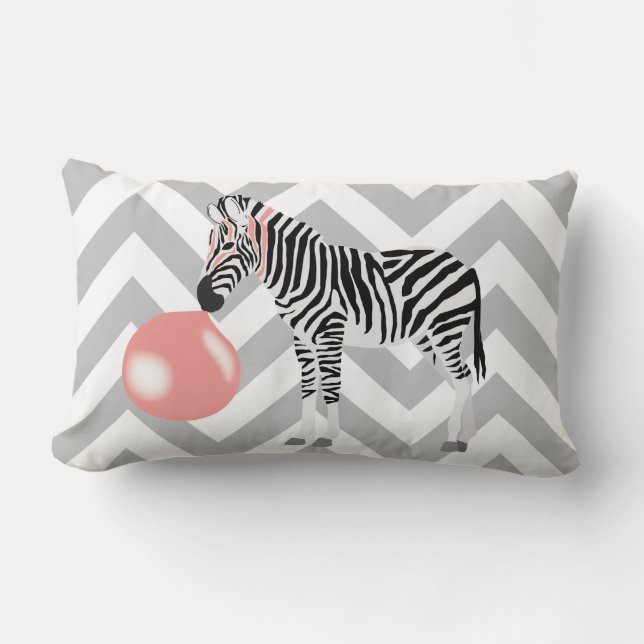 Bubble Gum Zebra Blowing Bubble Lumbar Pillow (Front)