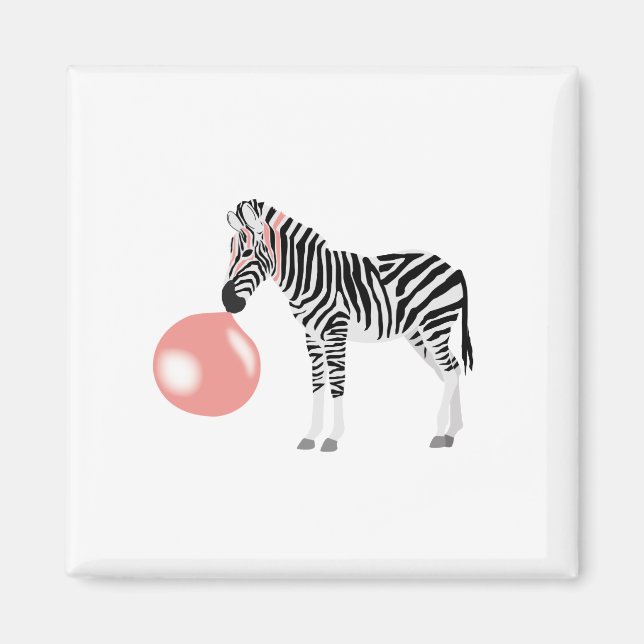Bubble Gum Zebra Blowing Bubble Magnet (Front)