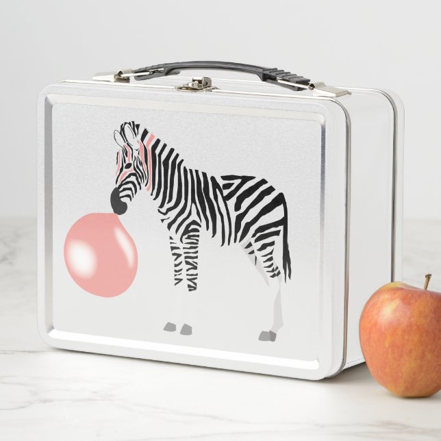 Bubble Gum Zebra Blowing Bubble Metal Lunch Box (In Situ)