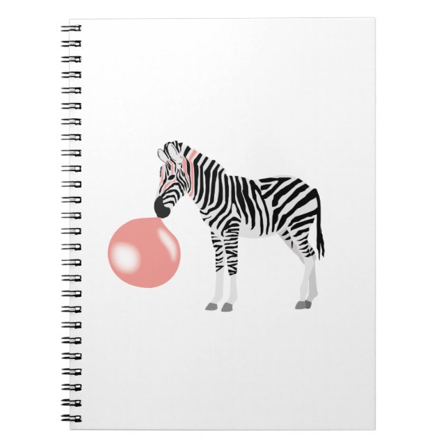 Bubble Gum Zebra Blowing Bubble Notebook (Front)