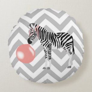 Bubble Gum Zebra Blowing Bubble Round Pillow
