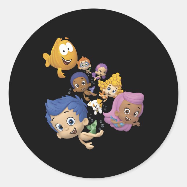 Bubble Guppies Full Cast Swimming Portrait Classic Round Sticker (Front)