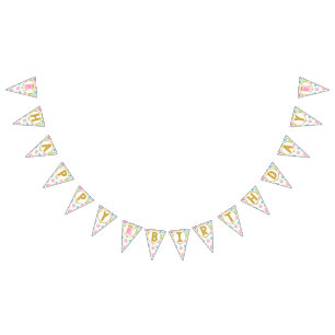 Bubble Happy Birthday Banner, Bubble Party Bunting Flags
