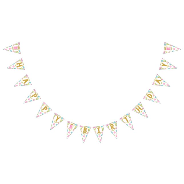 Bubble Happy Birthday Banner, Bubble Party Bunting Flags (All)