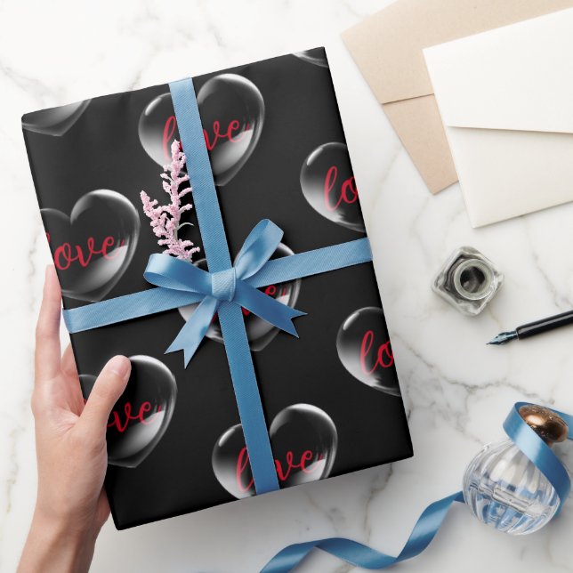 Bubble Heart with Love Text Wrapping Paper (Gifting)