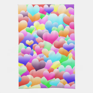 Bubble Hearts Dark Kitchen Towel