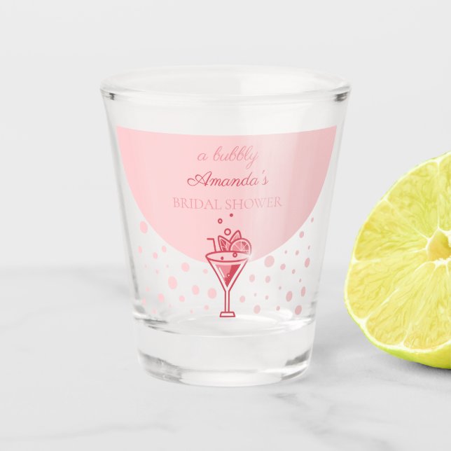 Bubble in Pink: Pretty Elegance Fun Bridal Shower  Shot Glass (Front)