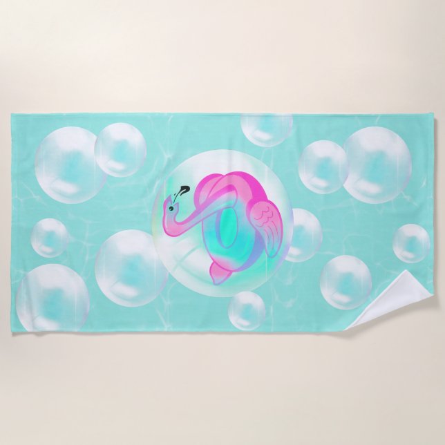 Bubble inflatable flamingo roller beach towel (Front)