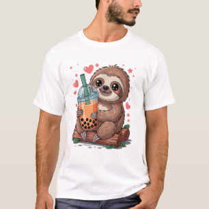 Bubble Kawaii Sloth Drinking Boba Tea T-Shirt