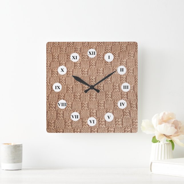 Bubble Knit Stitch Pattern by Shirley Taylor Square Wall Clock (Home)
