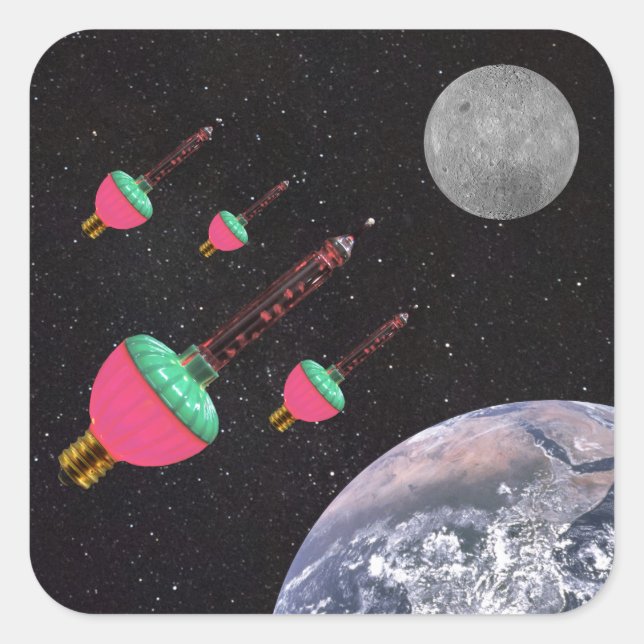 Bubble Lights in Space Square Sticker (Front)