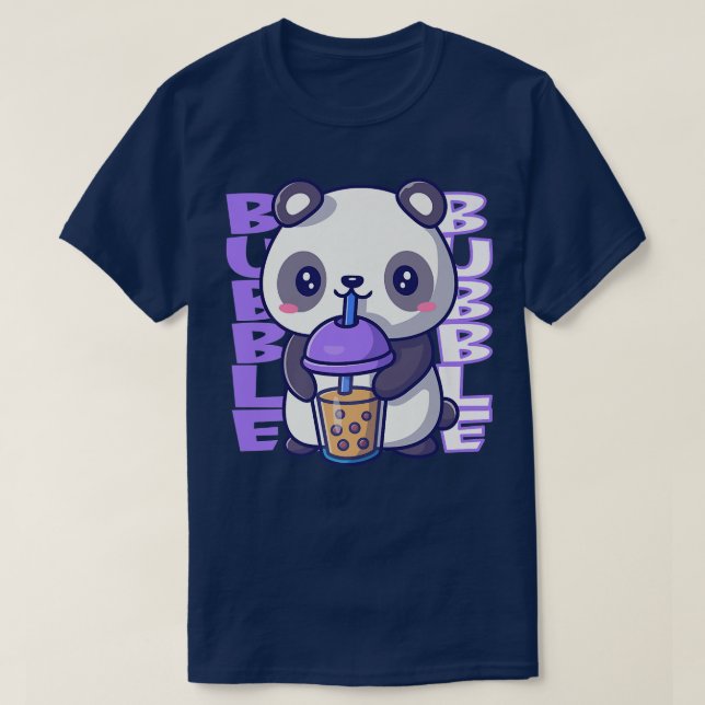 Bubble milk cute panda bear kawaii drinking bubble T-Shirt (Design Front)