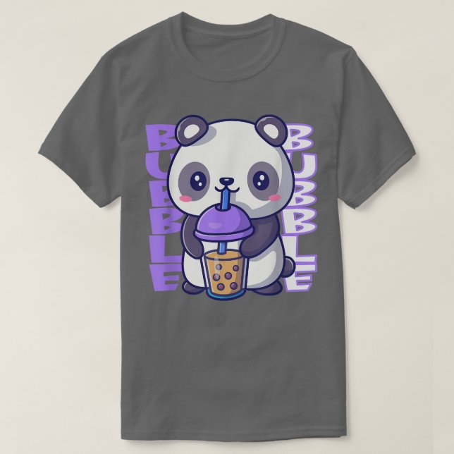 Bubble milk cute panda bear kawaii drinking bubble T-Shirt (Design Front)