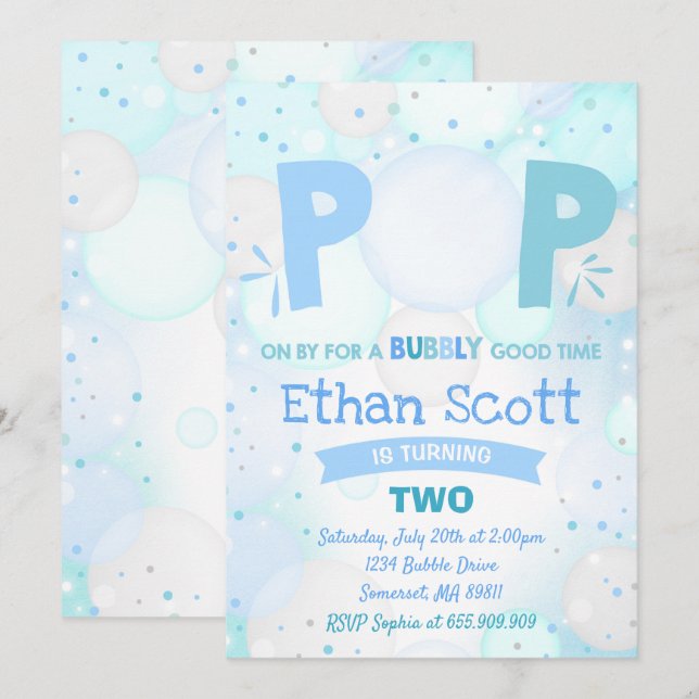Bubble Party Birthday Invitation Bubbly Birthday (Front/Back)