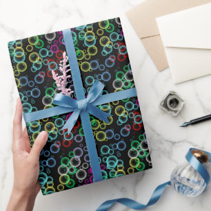 bubble pattern 02.b Black BG Wrapping Paper