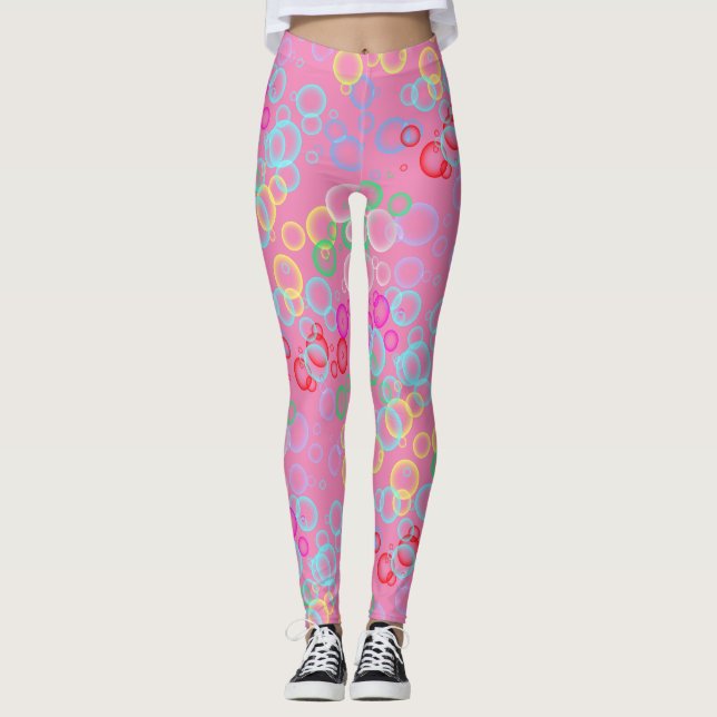 bubble pattern 02.b Pink BG Leggings (Front)